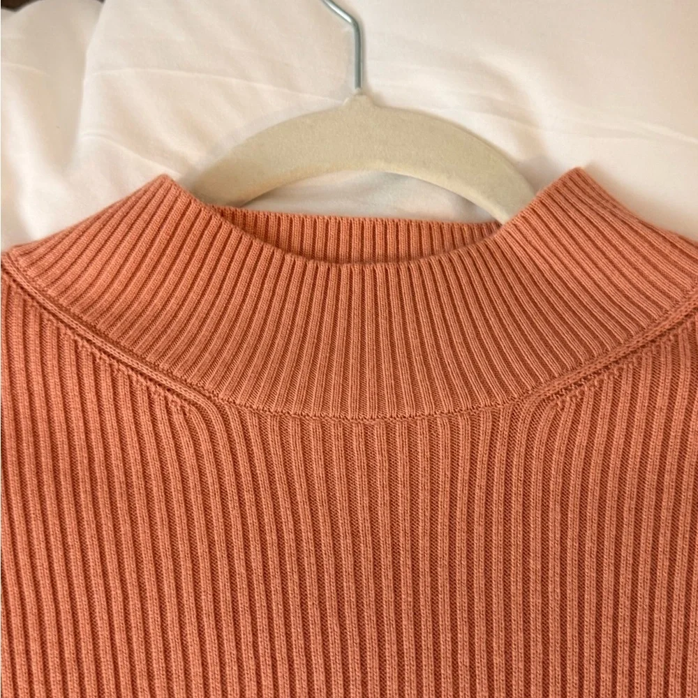 Zara Light Pink Ribbed Asymmetrical Knit Top Long Sleeve Small - Picture 3 of 7